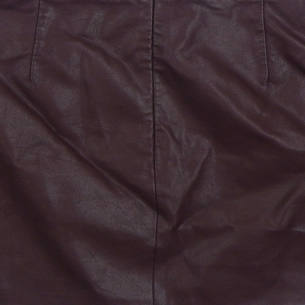 New Look Womens Purple Polyurethane A-Line Skirt Size 14 Zip