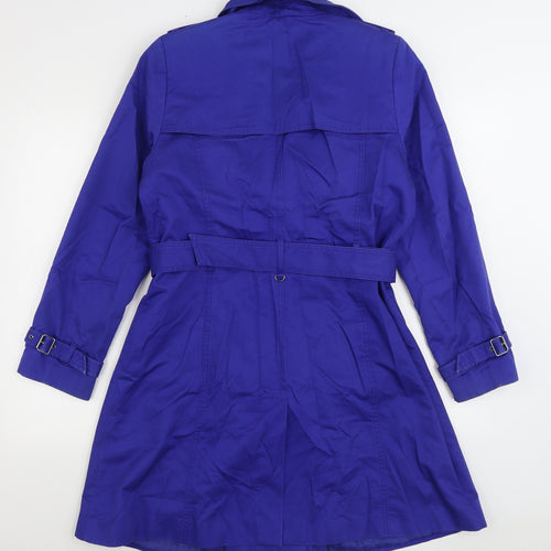 Marks and Spencer Womens Blue Trench Coat Coat Size 14 Button