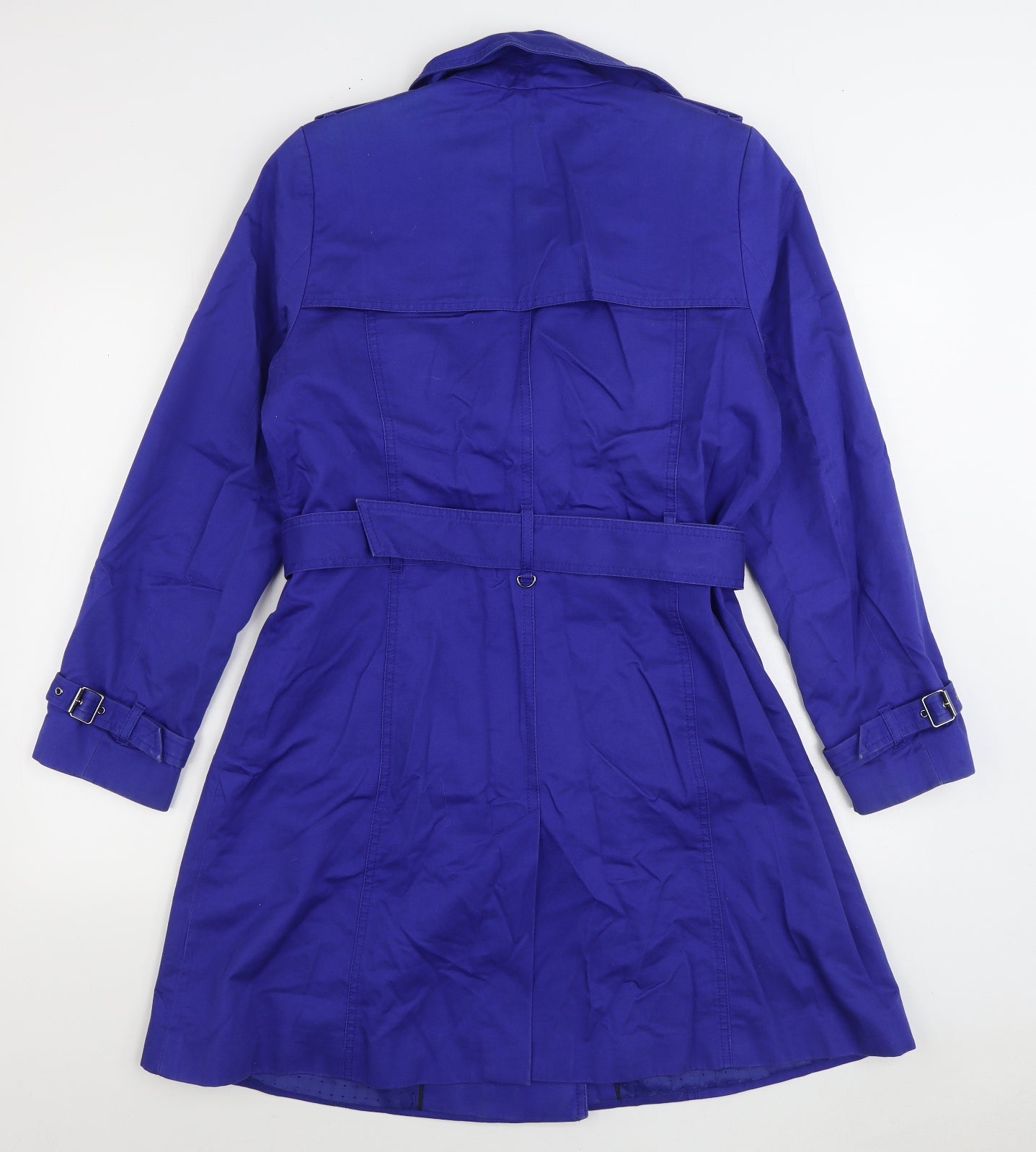 Marks and Spencer Womens Blue Trench Coat Coat Size 14 Button