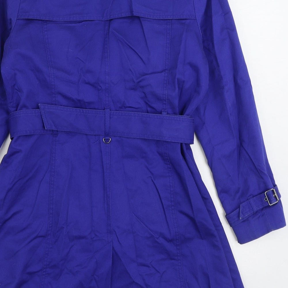 Marks and Spencer Womens Blue Trench Coat Coat Size 14 Button
