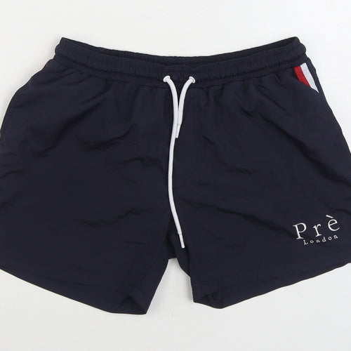 Pre London Mens Black Polyester Sweat Shorts Size L Regular Tie - Swim trunks