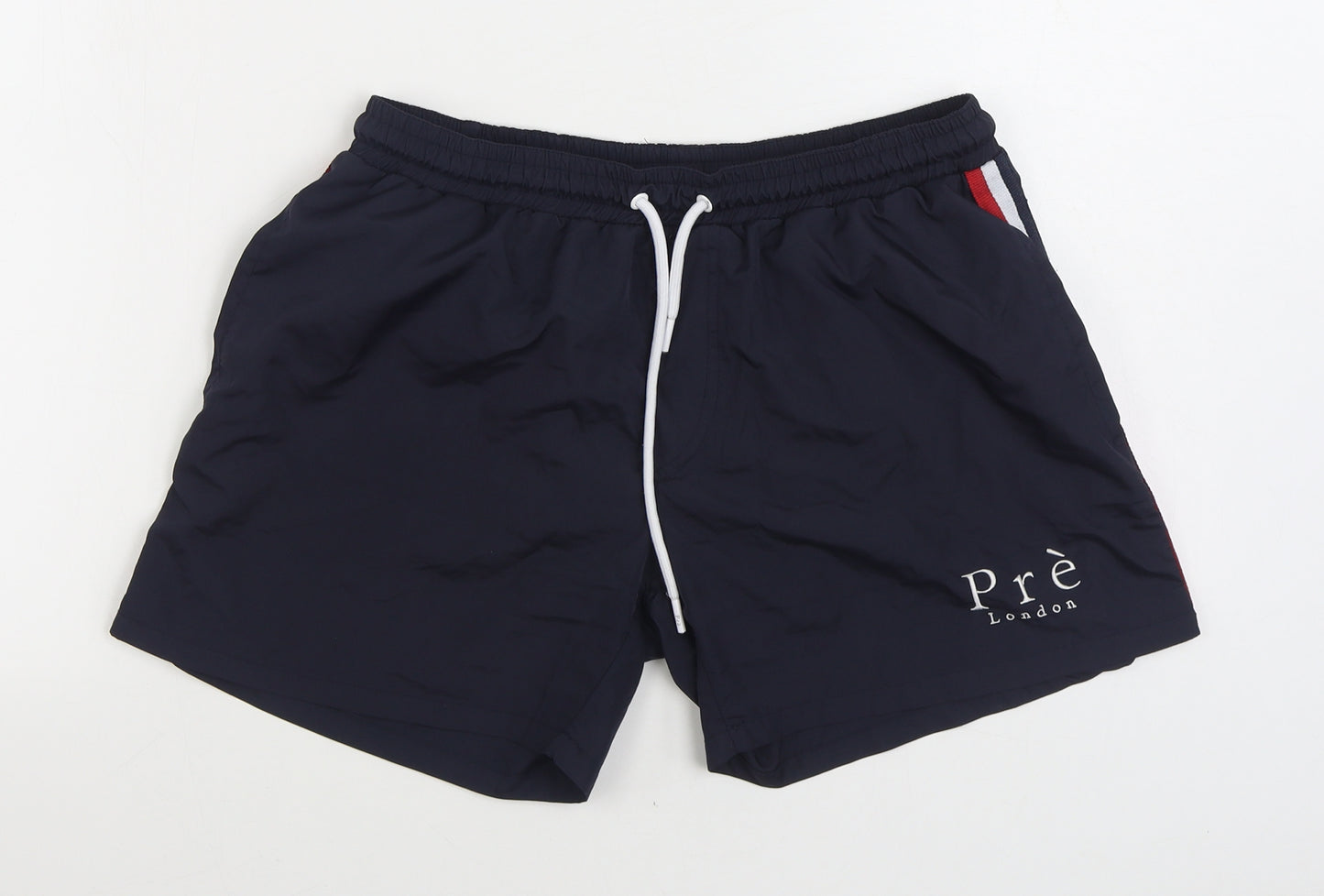 Pre London Mens Black Polyester Sweat Shorts Size L Regular Tie - Swim trunks
