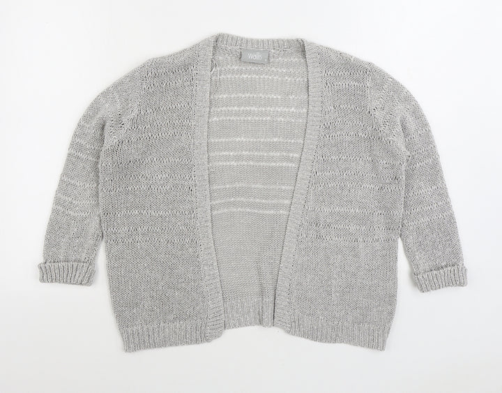 Wallis Womens Grey V-Neck Acrylic Cardigan Jumper Size S