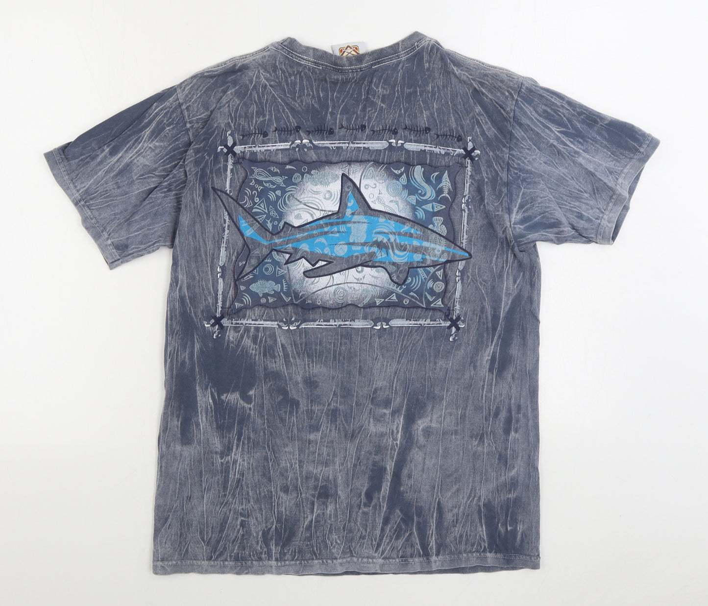 Yacht Club Mens Grey Cotton T-Shirt Size M Round Neck