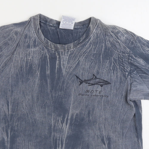 Yacht Club Mens Grey Cotton T-Shirt Size M Round Neck