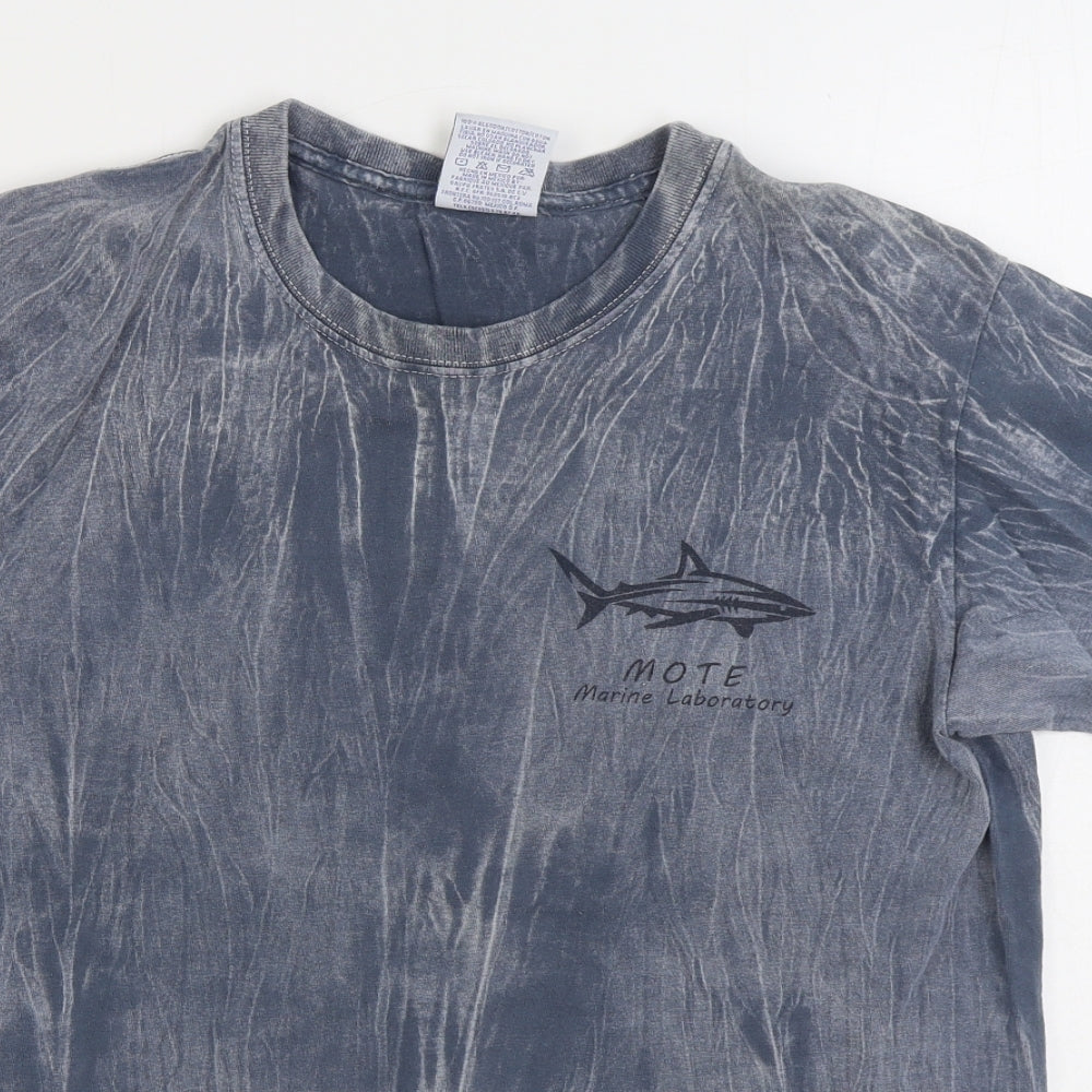 Yacht Club Mens Grey Cotton T-Shirt Size M Round Neck