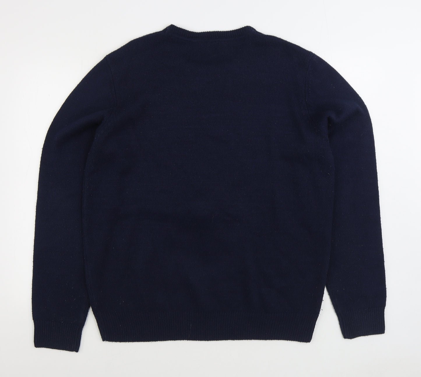 F&F Mens Blue Round Neck Acrylic Pullover Jumper Size XL - Christmas Jumper