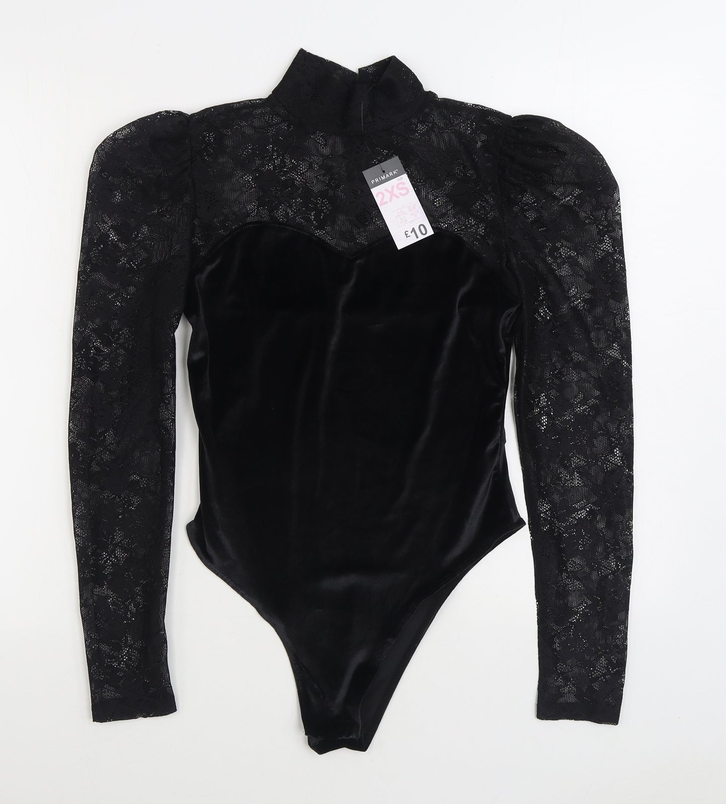 Primark Womens Black Polyester Bodysuit One-Piece Size 2XS Button
