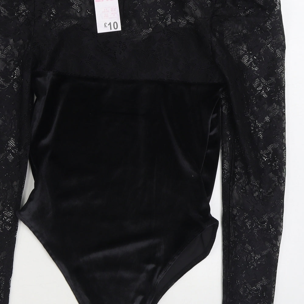 Primark Womens Black Polyester Bodysuit One-Piece Size 2XS Button