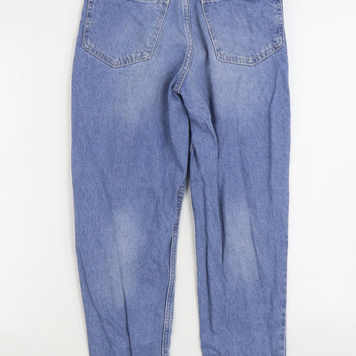 Boohoo Womens Blue Cotton Straight Jeans Size 6 L24 in Regular Zip