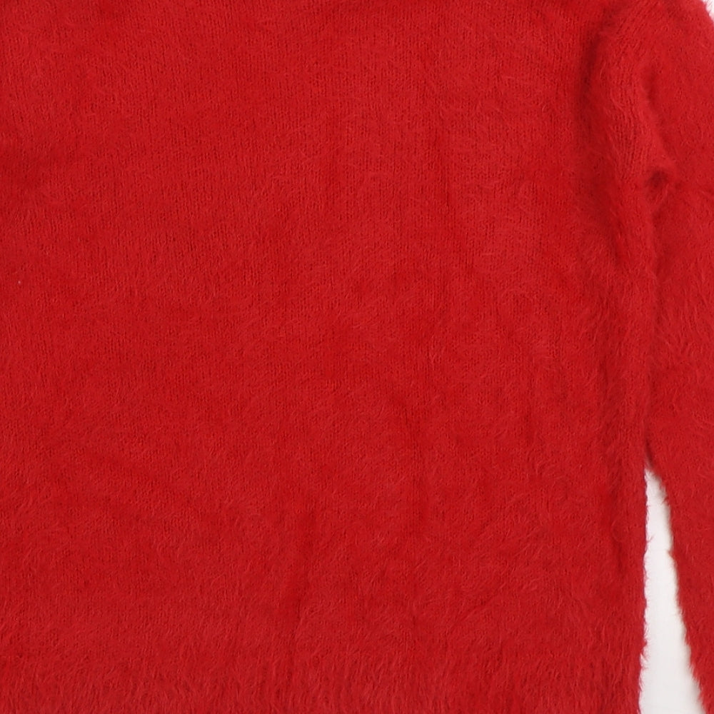 George Womens Red Round Neck Acrylic Pullover Jumper Size 8 - Christmas Jumper