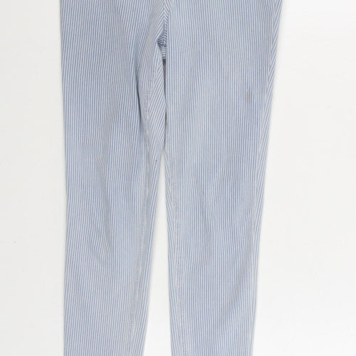 F&F Womens Blue Striped Cotton Straight Jeans Size 6 L29 in Regular Zip