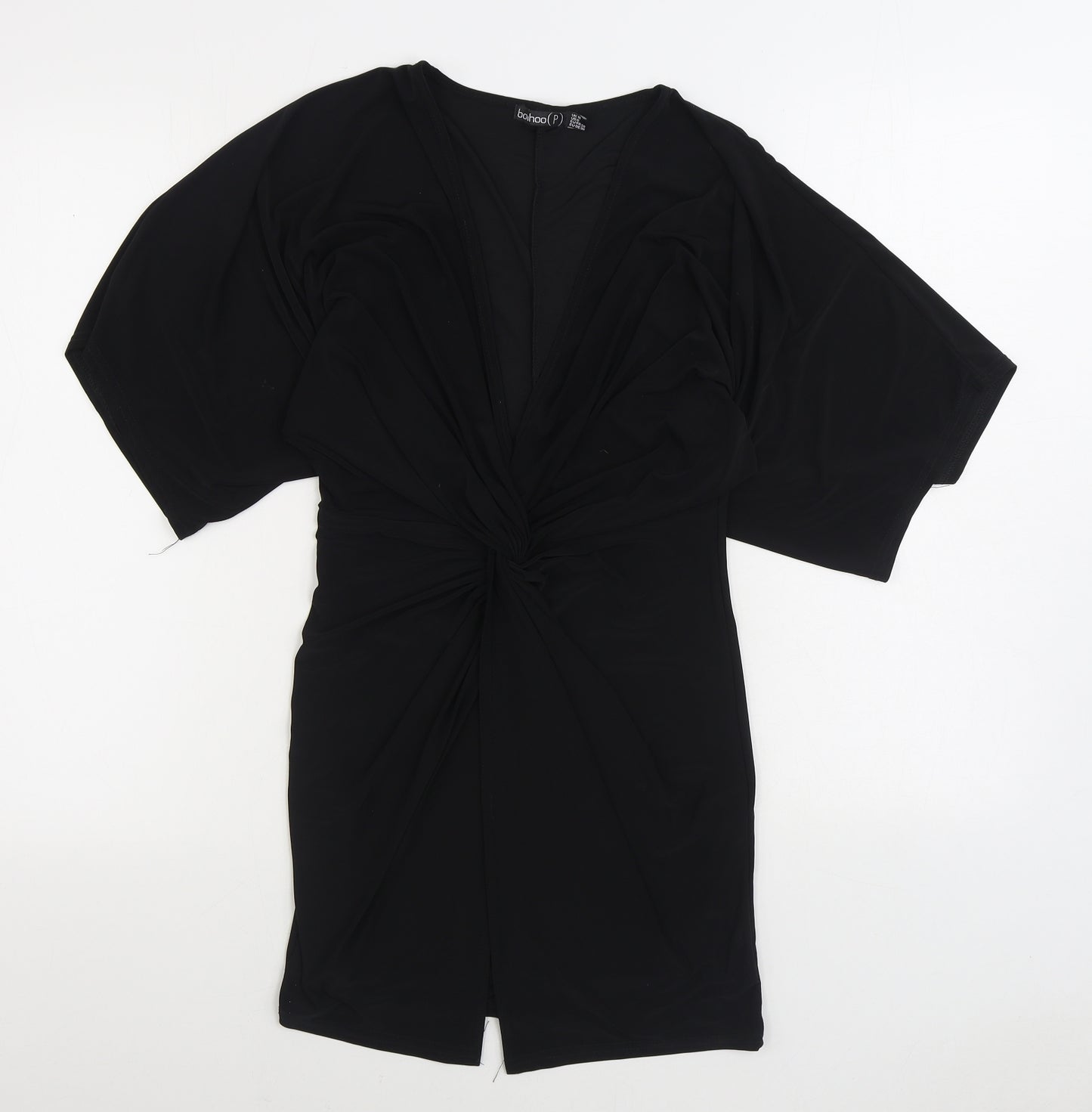 Boohoo Womens Black Polyester Bodycon Size 10 V-Neck Pullover