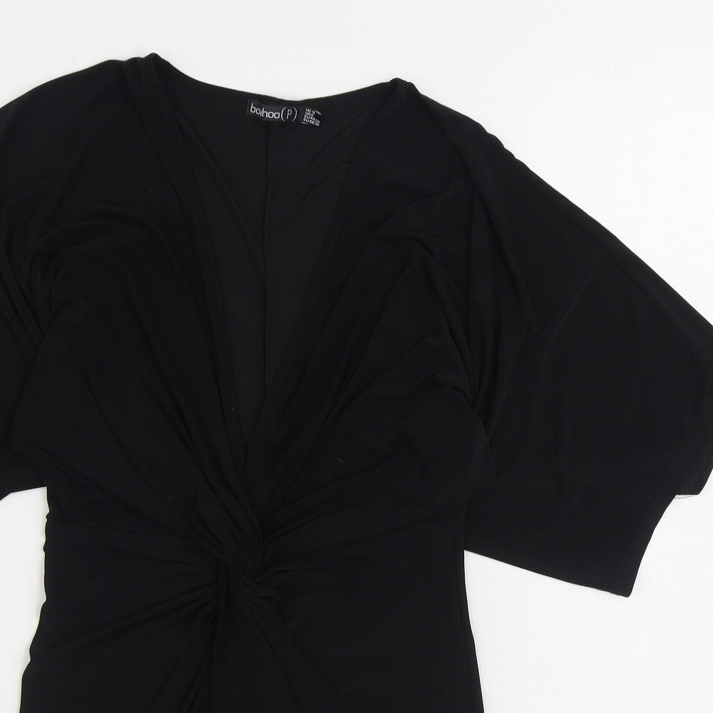 Boohoo Womens Black Polyester Bodycon Size 10 V-Neck Pullover