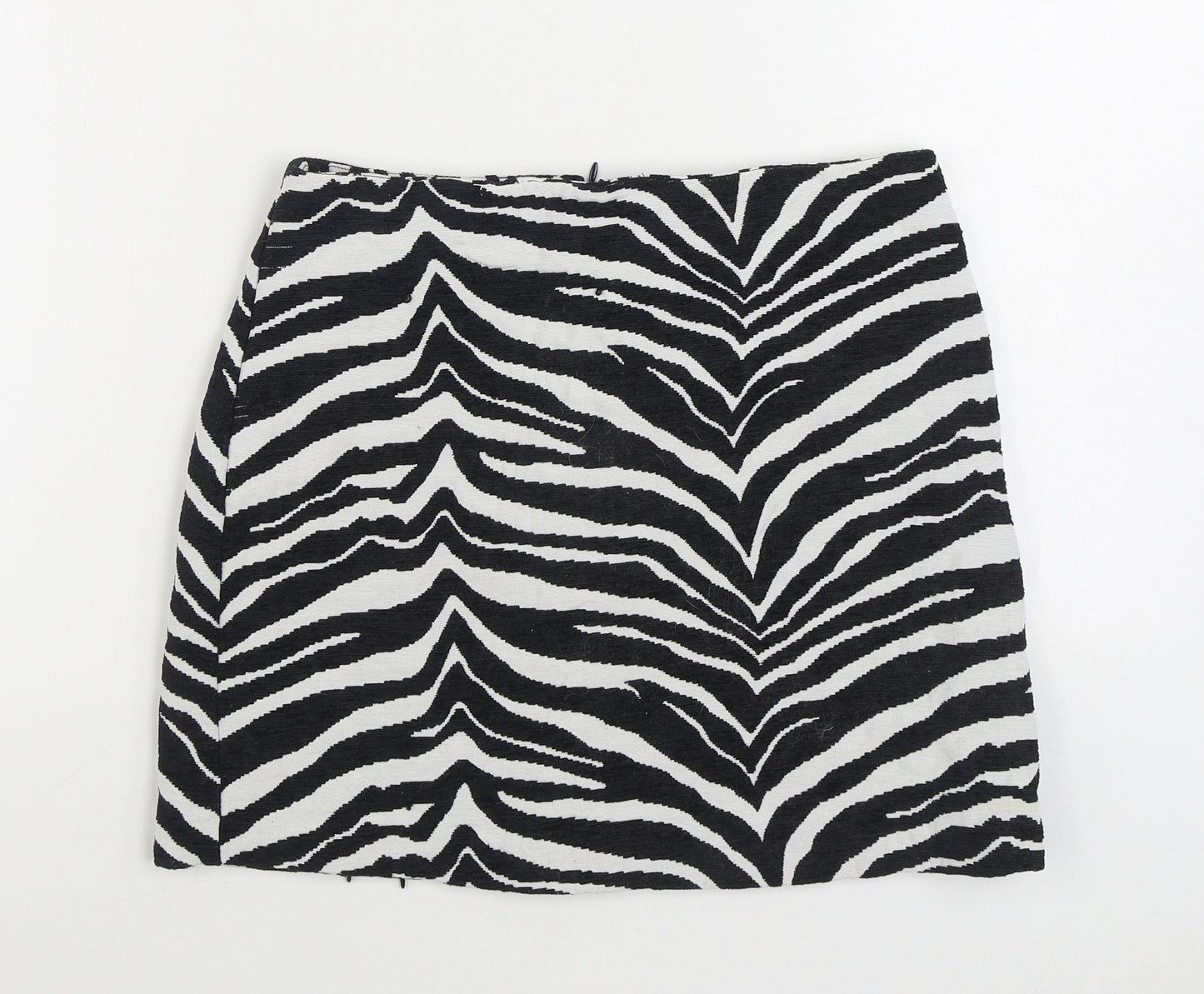 George Womens Black Animal Print Polyester A-Line Skirt Size 10 Zip