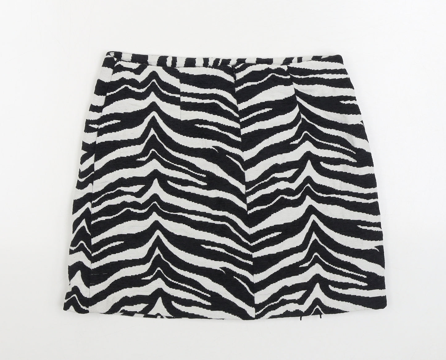 George Womens Black Animal Print Polyester A-Line Skirt Size 10 Zip