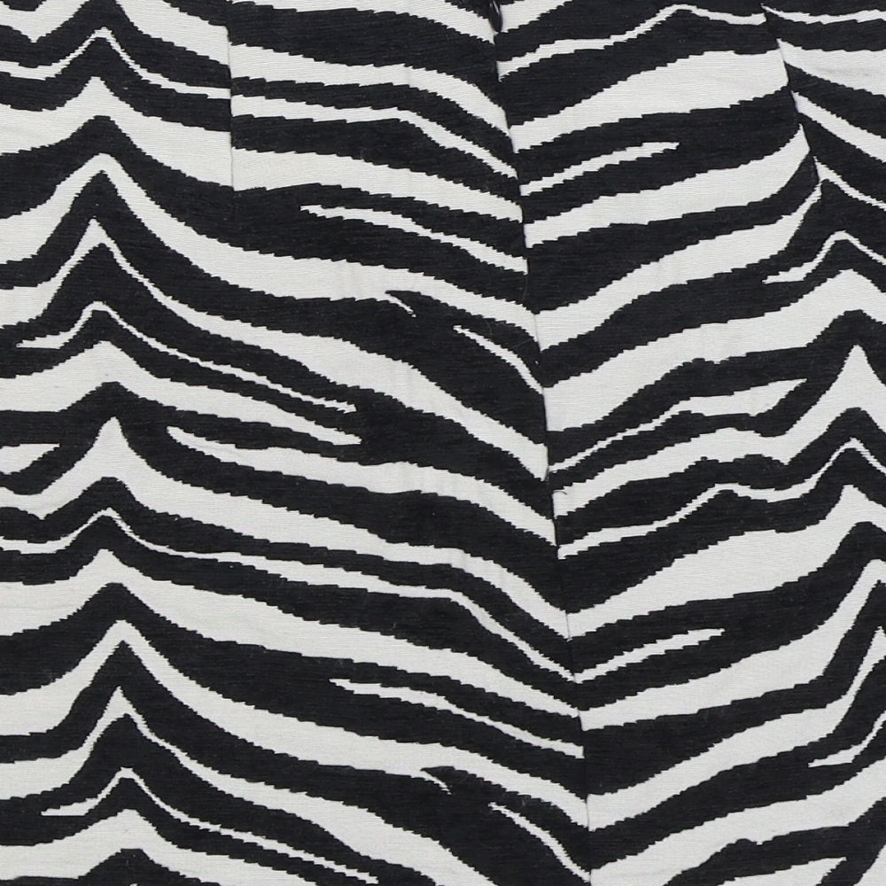 George Womens Black Animal Print Polyester A-Line Skirt Size 10 Zip