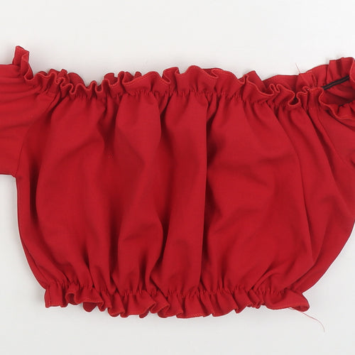 Cameo Rose Womens Red Polyester Basic Blouse Size 12 Off the Shoulder