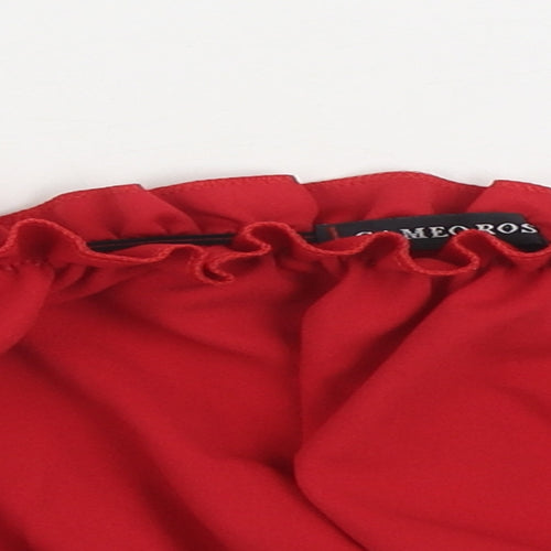 Cameo Rose Womens Red Polyester Basic Blouse Size 12 Off the Shoulder