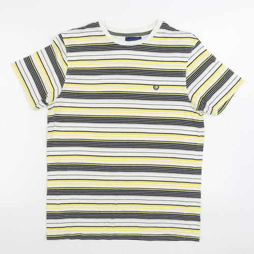 Matalan Mens Multicoloured Striped Cotton T-Shirt Size M Round Neck