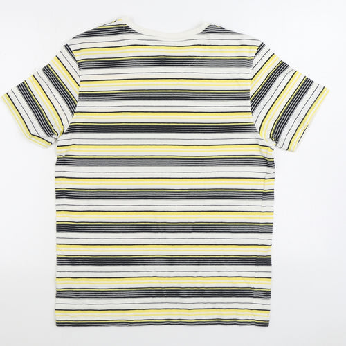Matalan Mens Multicoloured Striped Cotton T-Shirt Size M Round Neck