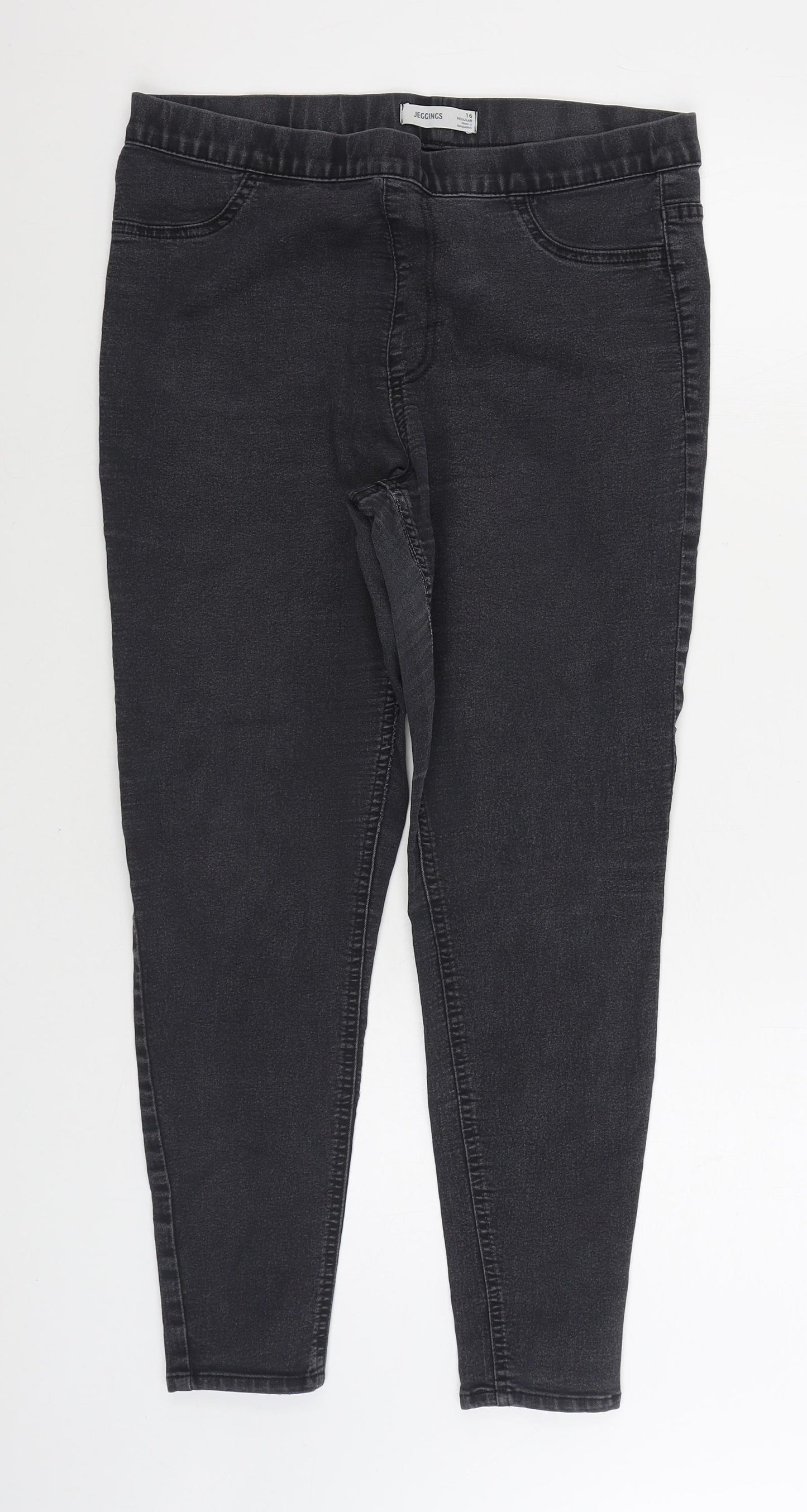 Marks and Spencer Womens Grey Cotton Jegging Jeans Size 16 L27 in Regular
