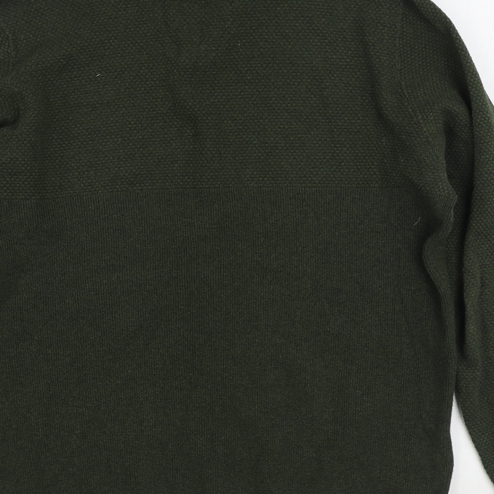 Matalan Mens Green V-Neck Cotton Pullover Jumper Size M