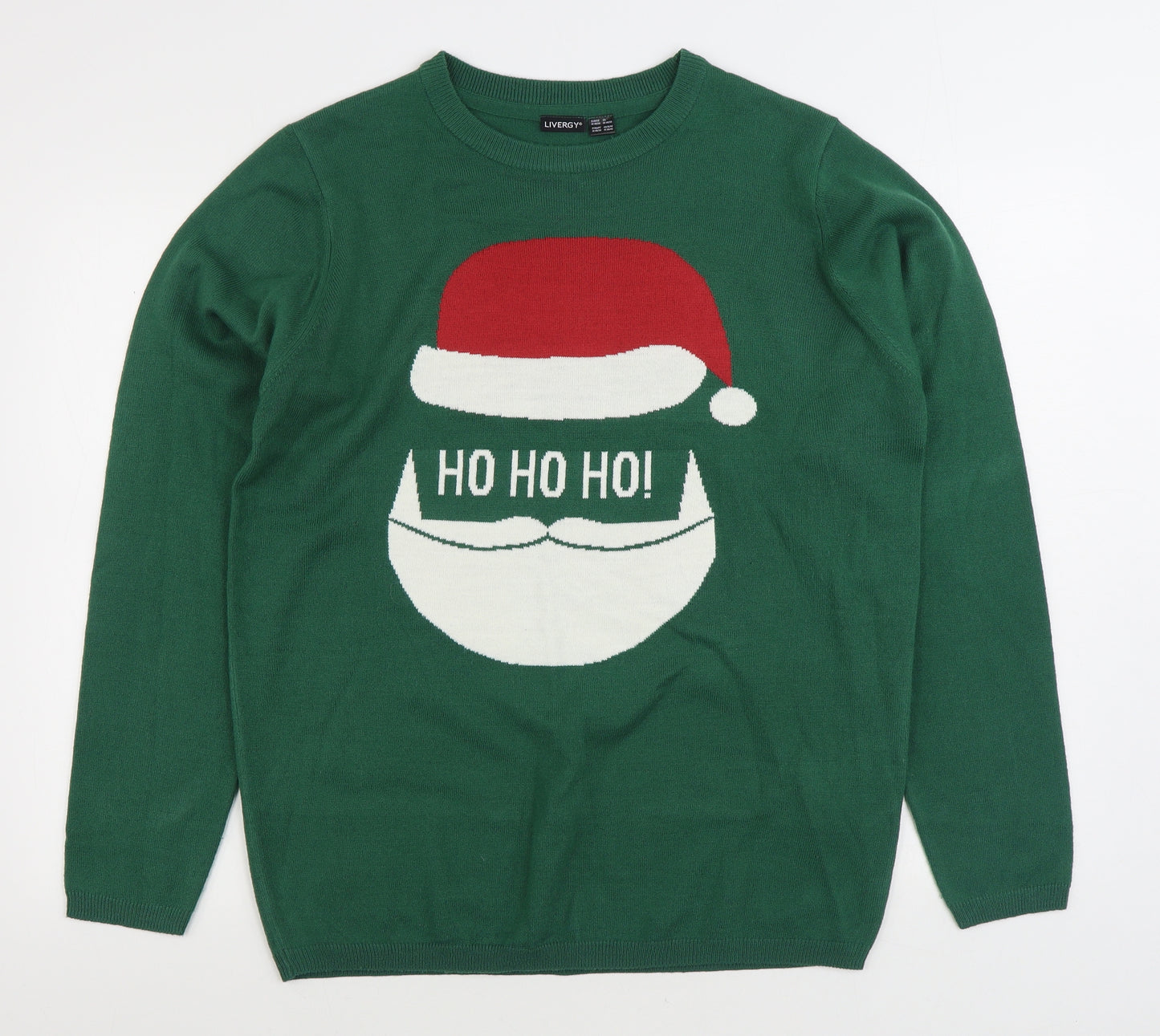 Livergy Mens Green Round Neck Acrylic Pullover Jumper Size M - Christmas Jumper