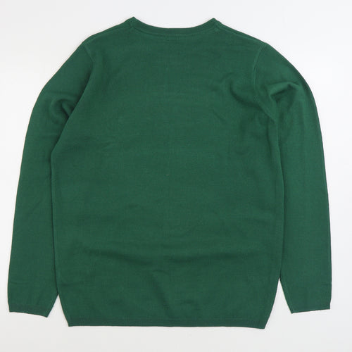 Livergy Mens Green Round Neck Acrylic Pullover Jumper Size M - Christmas Jumper