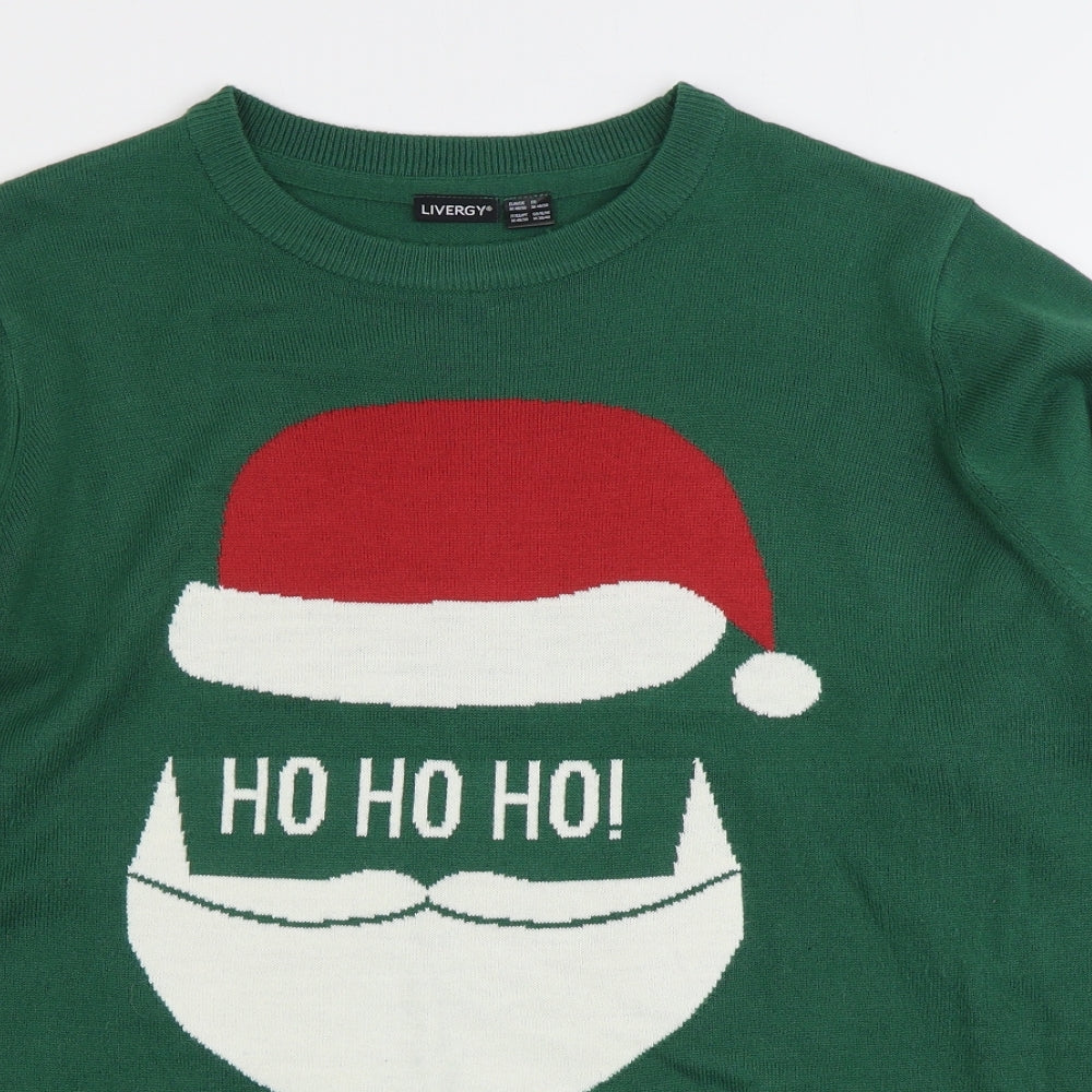Livergy Mens Green Round Neck Acrylic Pullover Jumper Size M - Christmas Jumper