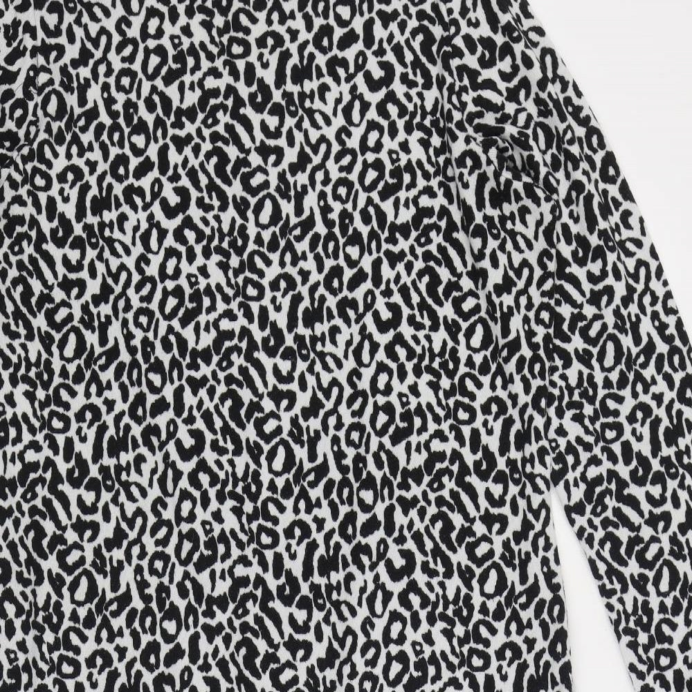 George Womens Black Animal Print Polyester Jumper Dress Size 18 Round Neck Pullover