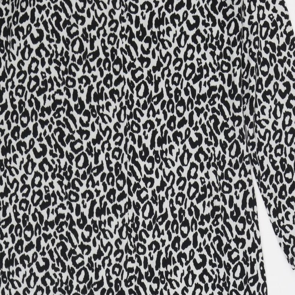 George Womens Black Animal Print Polyester Jumper Dress Size 18 Round Neck Pullover