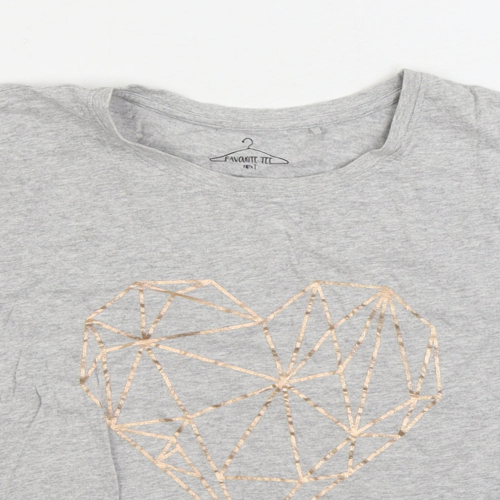 NEXT Girls Grey 100% Cotton Basic T-Shirt Size 13 Years Round Neck Pullover