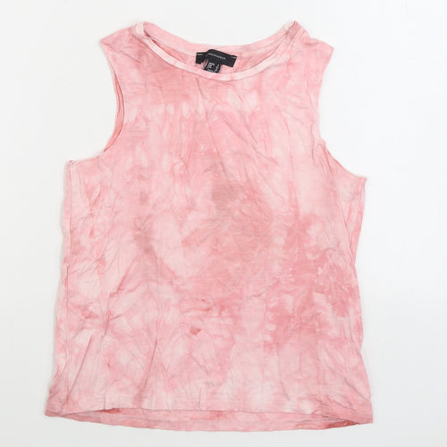 Atmosphere Womens Pink Cotton Basic Tank Size 4 Boat Neck - Tie Dye