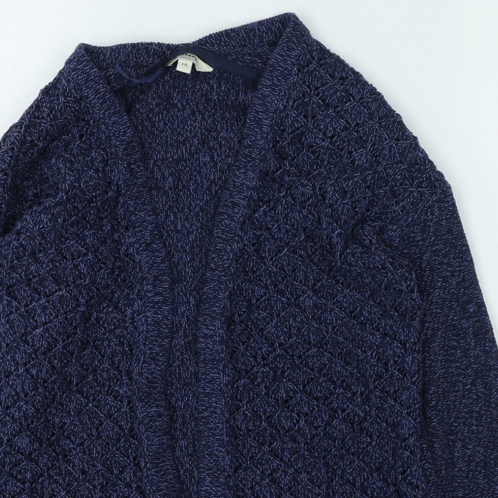 Fat Face Womens Blue V-Neck Cotton Cardigan Jumper Size 10