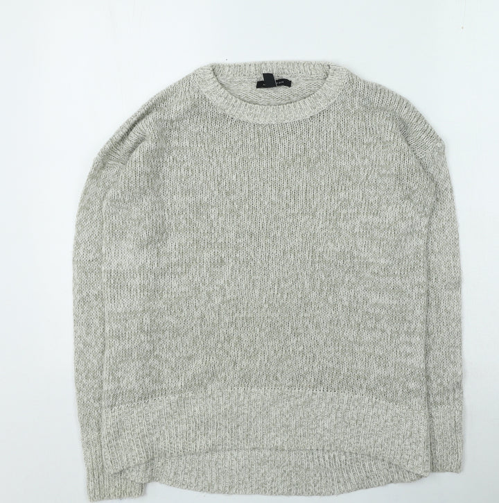 New Look Womens Grey Round Neck Acrylic Pullover Jumper Size S