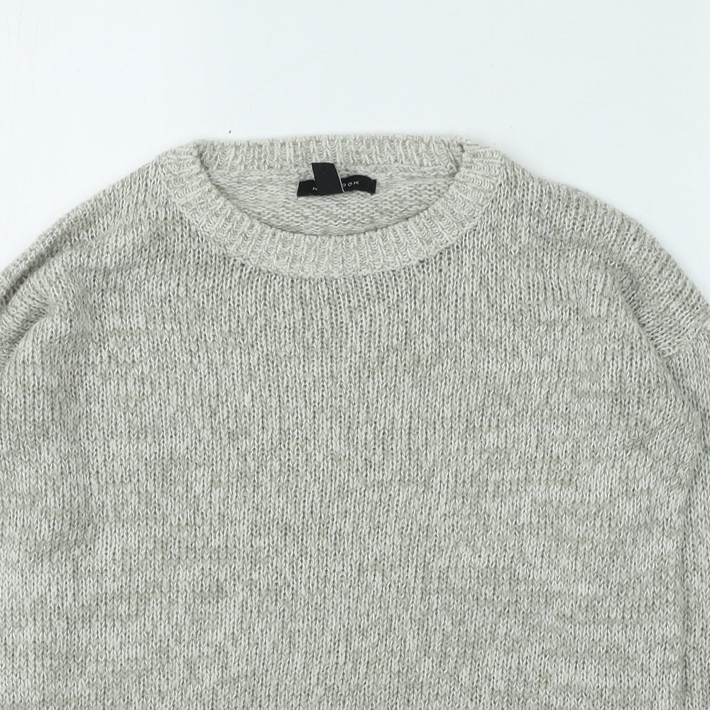 New Look Womens Grey Round Neck Acrylic Pullover Jumper Size S