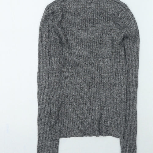 Bershka Womens Grey High Neck Viscose Pullover Jumper Size S