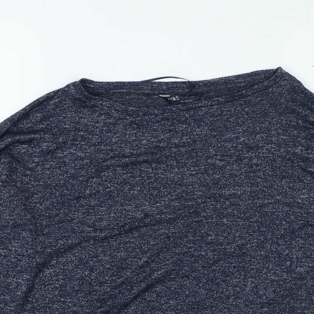Marks and Spencer Womens Blue Round Neck Viscose Pullover Jumper Size 10