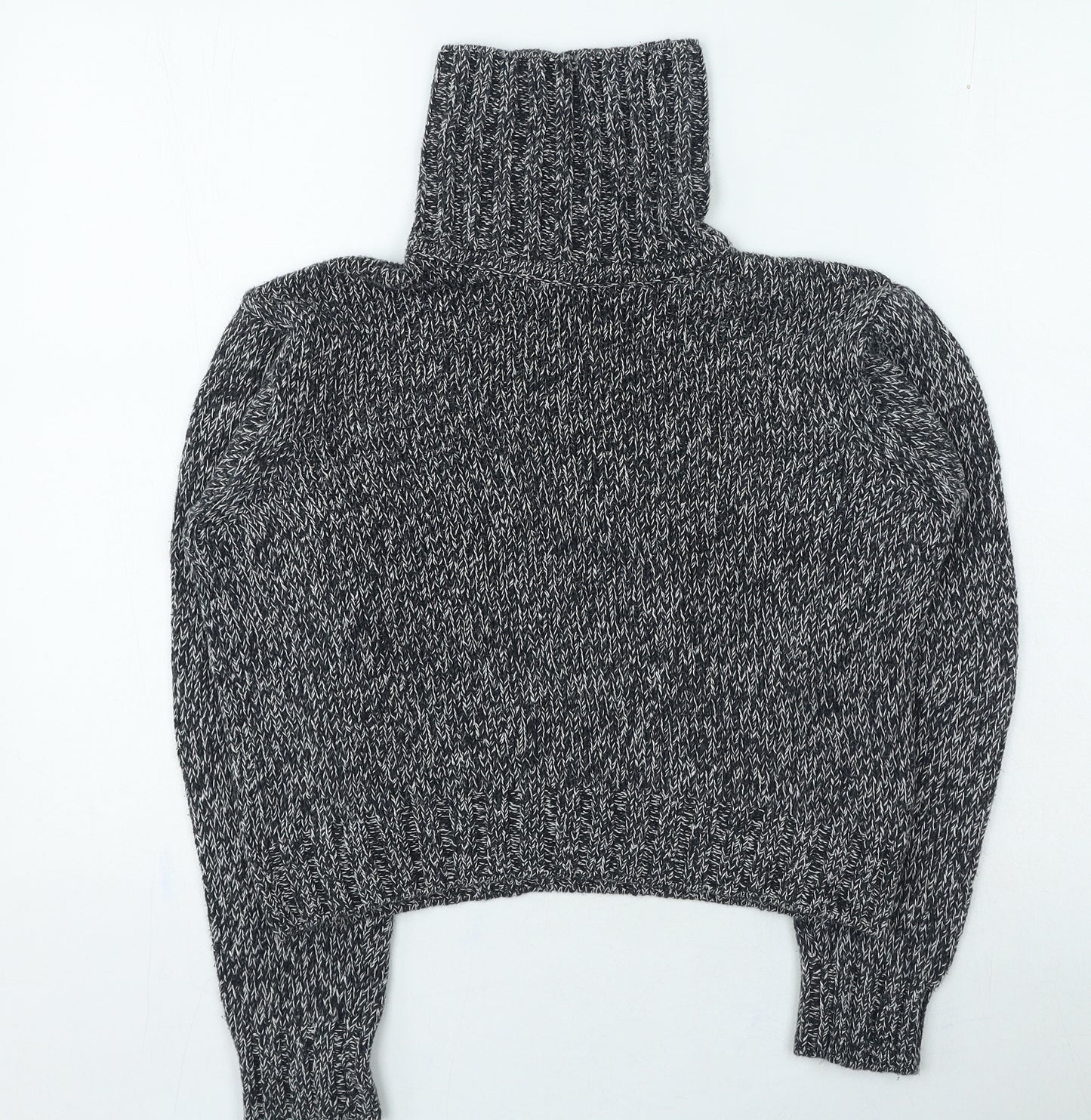 Marks and Spencer Womens Grey Roll Neck Cotton Pullover Jumper Size 10