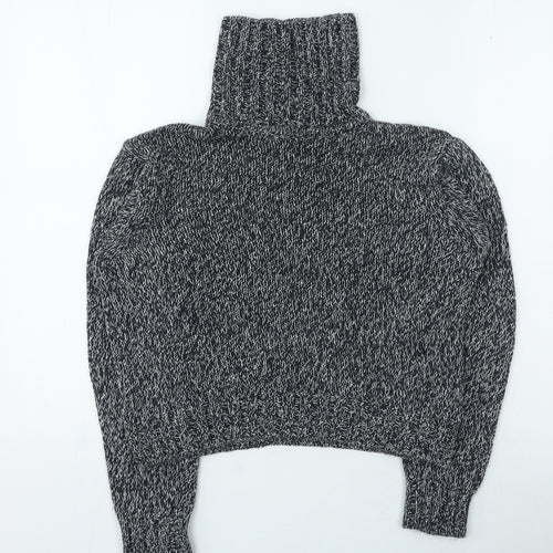 Marks and Spencer Womens Grey Roll Neck Cotton Pullover Jumper Size 10