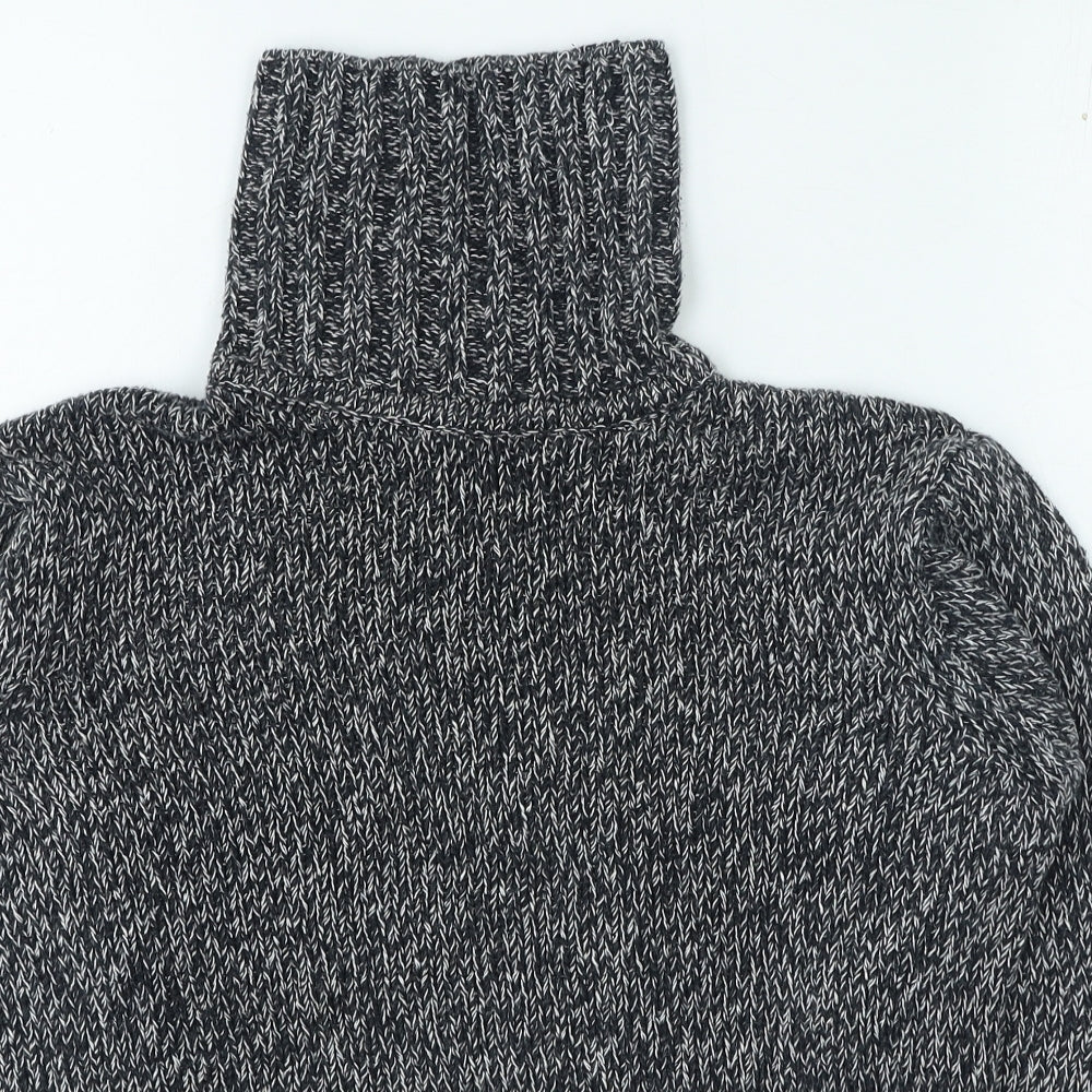 Marks and Spencer Womens Grey Roll Neck Cotton Pullover Jumper Size 10