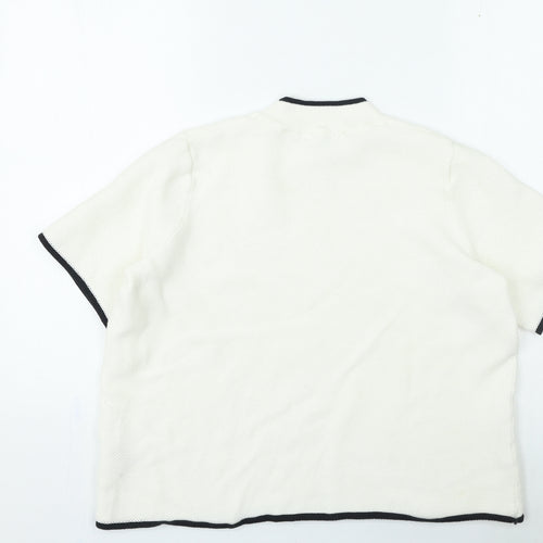 Marks and Spencer Womens Ivory High Neck Cotton Pullover Jumper Size 16