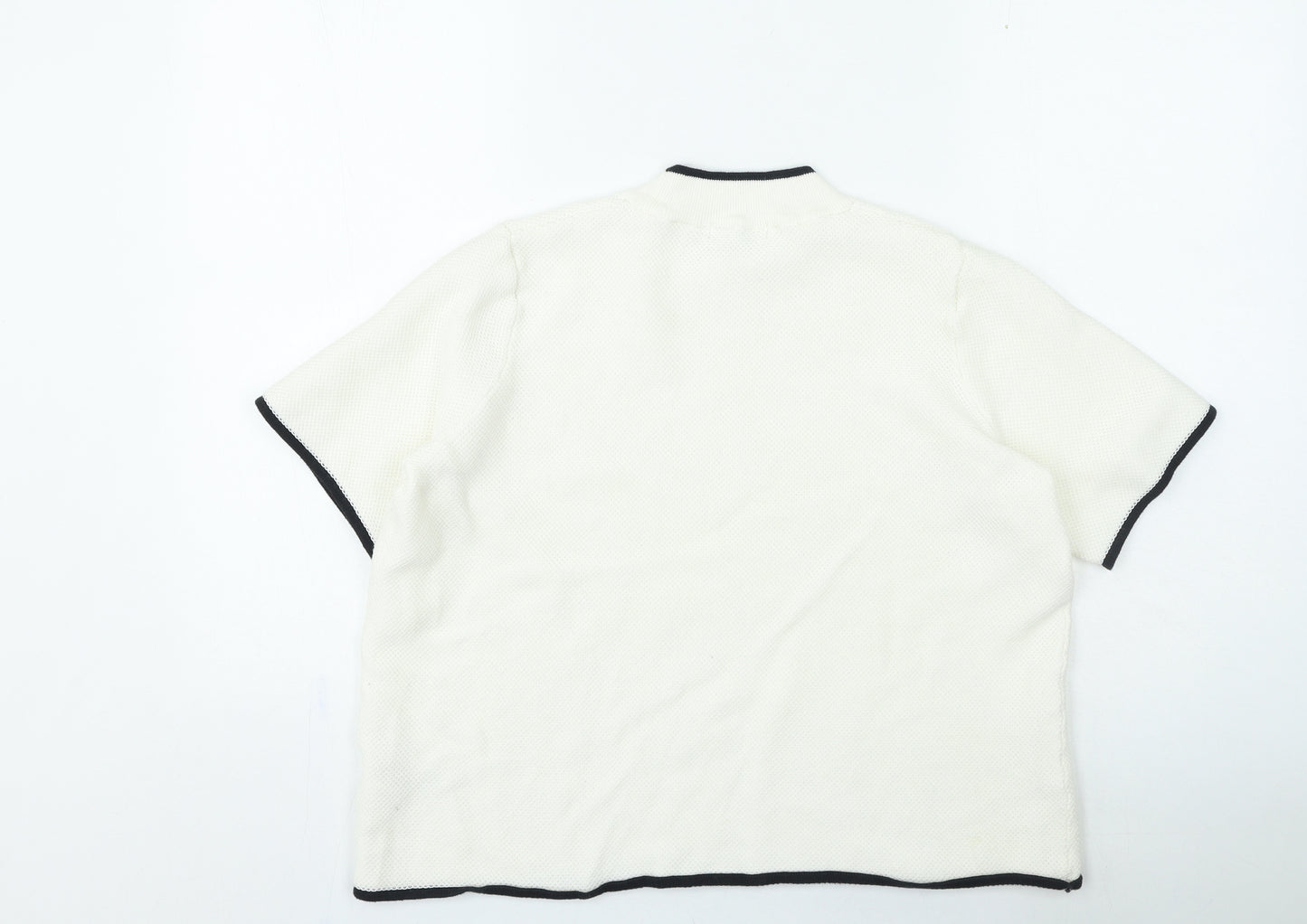 Marks and Spencer Womens Ivory High Neck Cotton Pullover Jumper Size 16