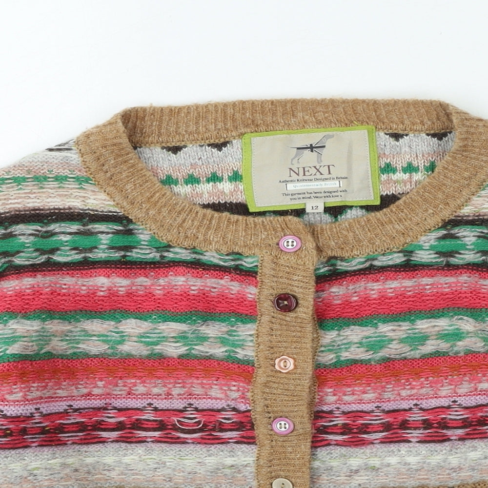 NEXT Womens Multicoloured Round Neck Acrylic Cardigan Jumper Size 12