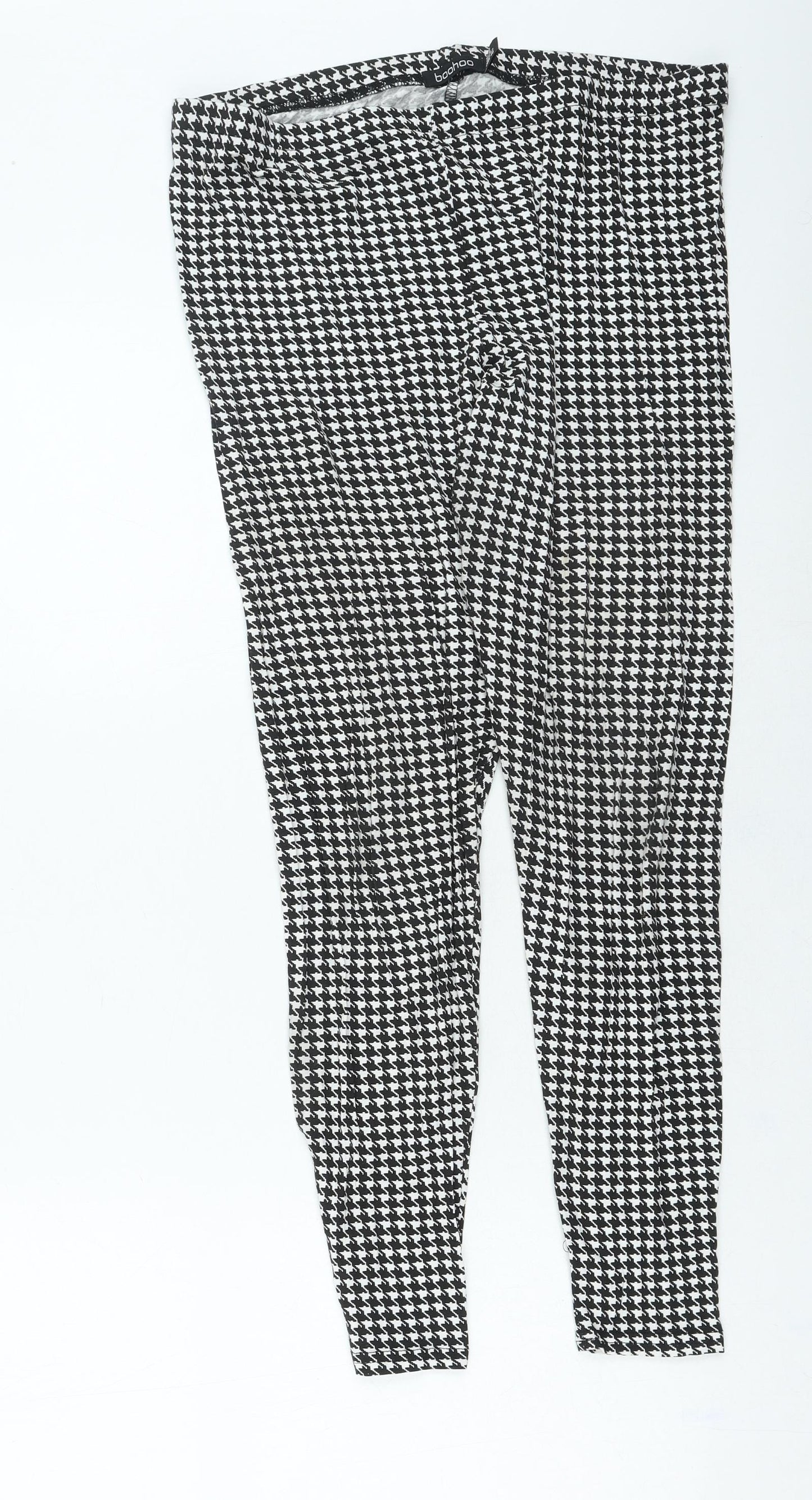 Boohoo Womens Black Check Vinyl Jegging Leggings Size 14 L23 in