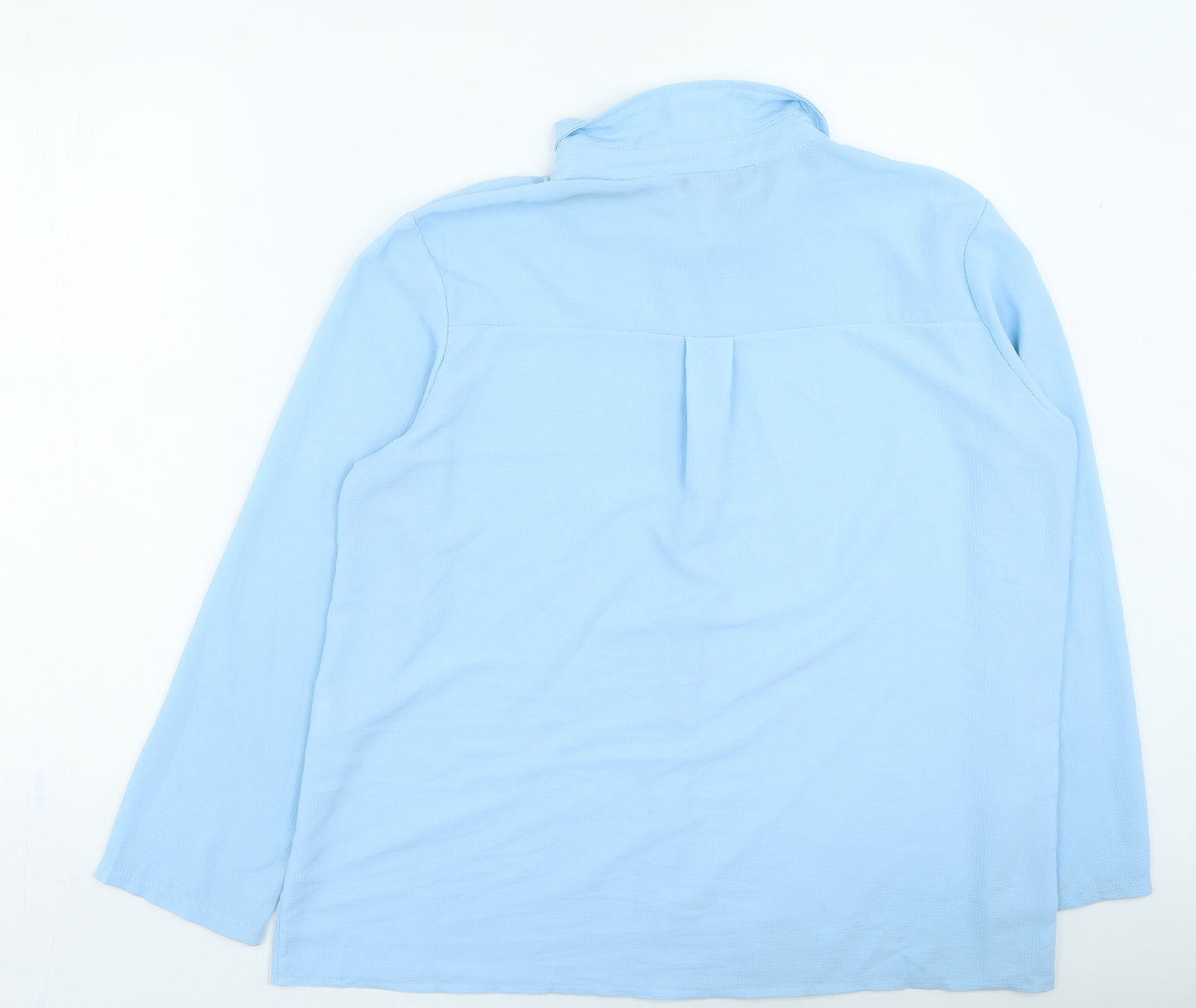 Boohoo Womens Blue Polyester Basic Button-Up Size 16 Collared