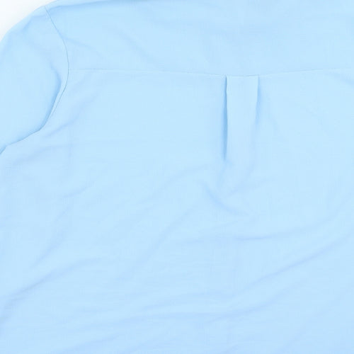 Boohoo Womens Blue Polyester Basic Button-Up Size 16 Collared