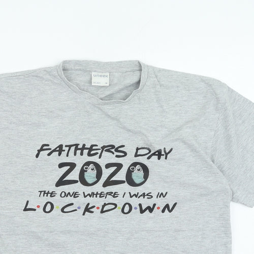 Uneek Womens Grey Cotton Basic T-Shirt Size M Round Neck