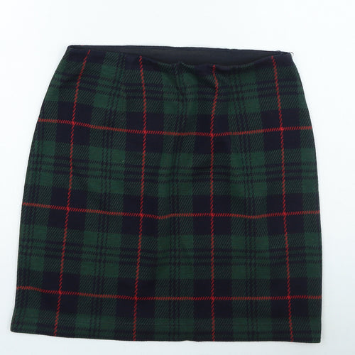 St Micheal Womens Green Check Acrylic Mini Skirt Size 14